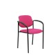 Silla fija Villalgordo similpiel rosa chasis negro con brazos